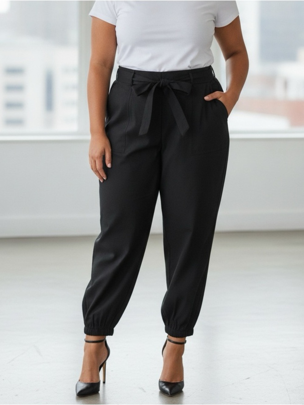 NWT Calvin Klein Black LINEN Blend Jogger Style Dress Pants Size 2X